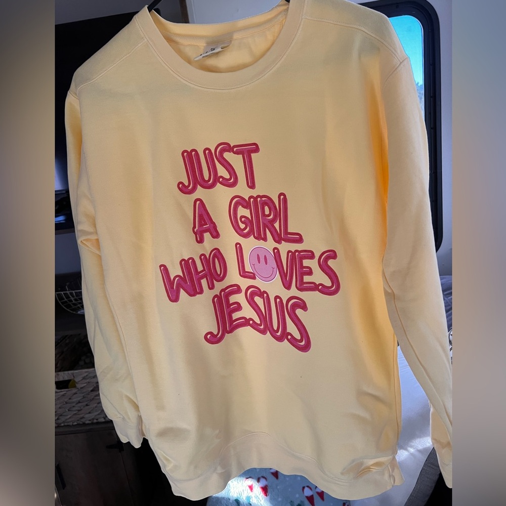 Christian Sweatshirt Faith Jesus Yellow Pink Comfort Colors
